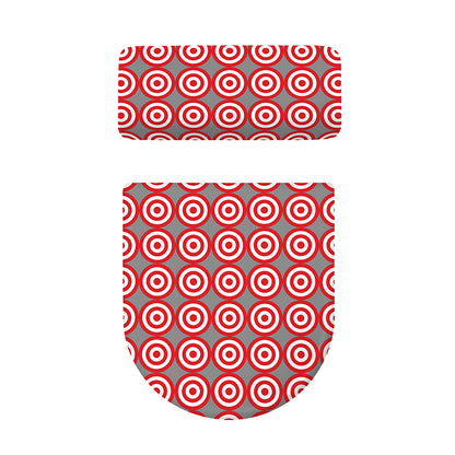 Red And White Bullseye Target Print Toilet Lid And Tank Cover Set