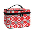 Red And White Bullseye Target Print Travel Makeup Bag