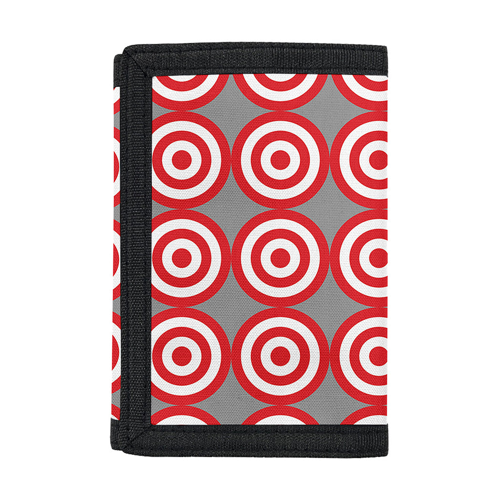 Red And White Bullseye Target Print Trifold Wallet