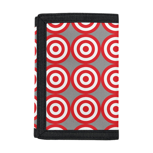 Red And White Bullseye Target Print Trifold Wallet