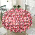 Red And White Bullseye Target Print Waterproof Round Tablecloth