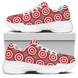 Red And White Bullseye Target Print White Chunky Shoes