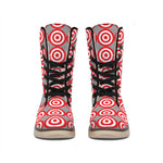 Red And White Bullseye Target Print Winter Boots