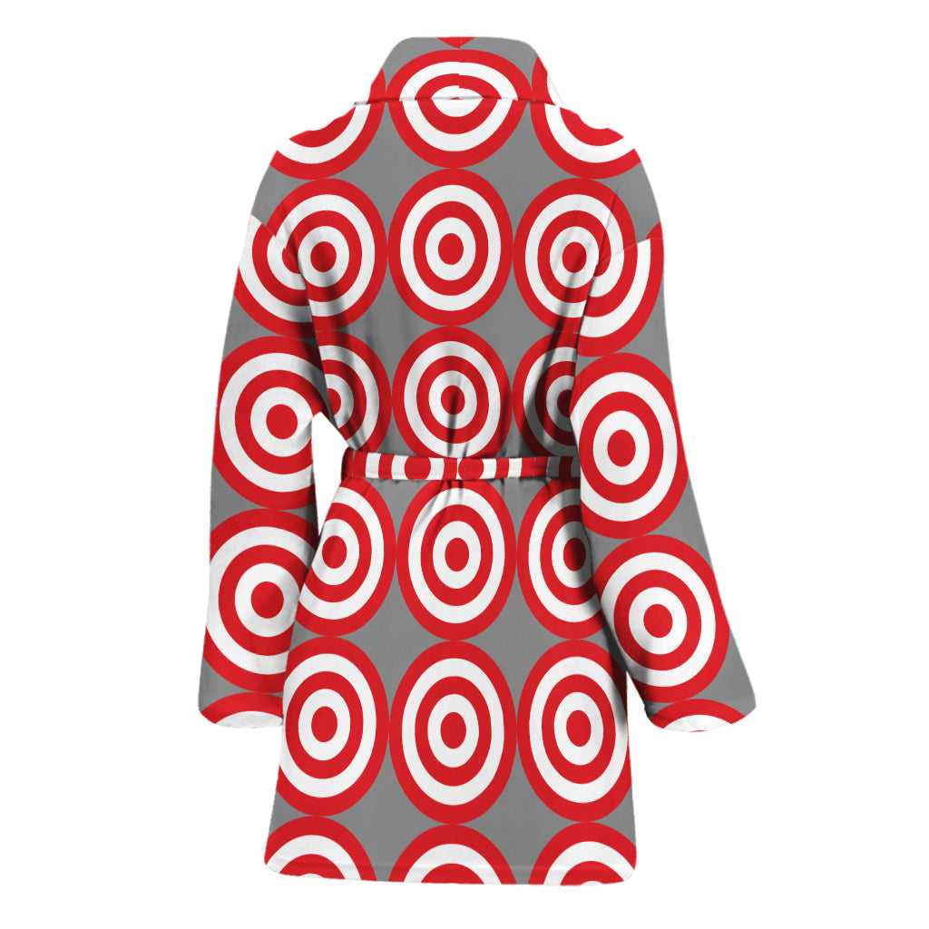Red And White Bullseye Target Print Women's Bathrobe