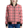 Red And White Bullseye Target Print Women's Bomber Jacket