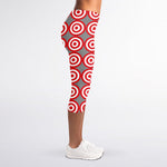 Red And White Bullseye Target Print Women's Capri Leggings