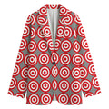 Red And White Bullseye Target Print Women's Cotton Blazer