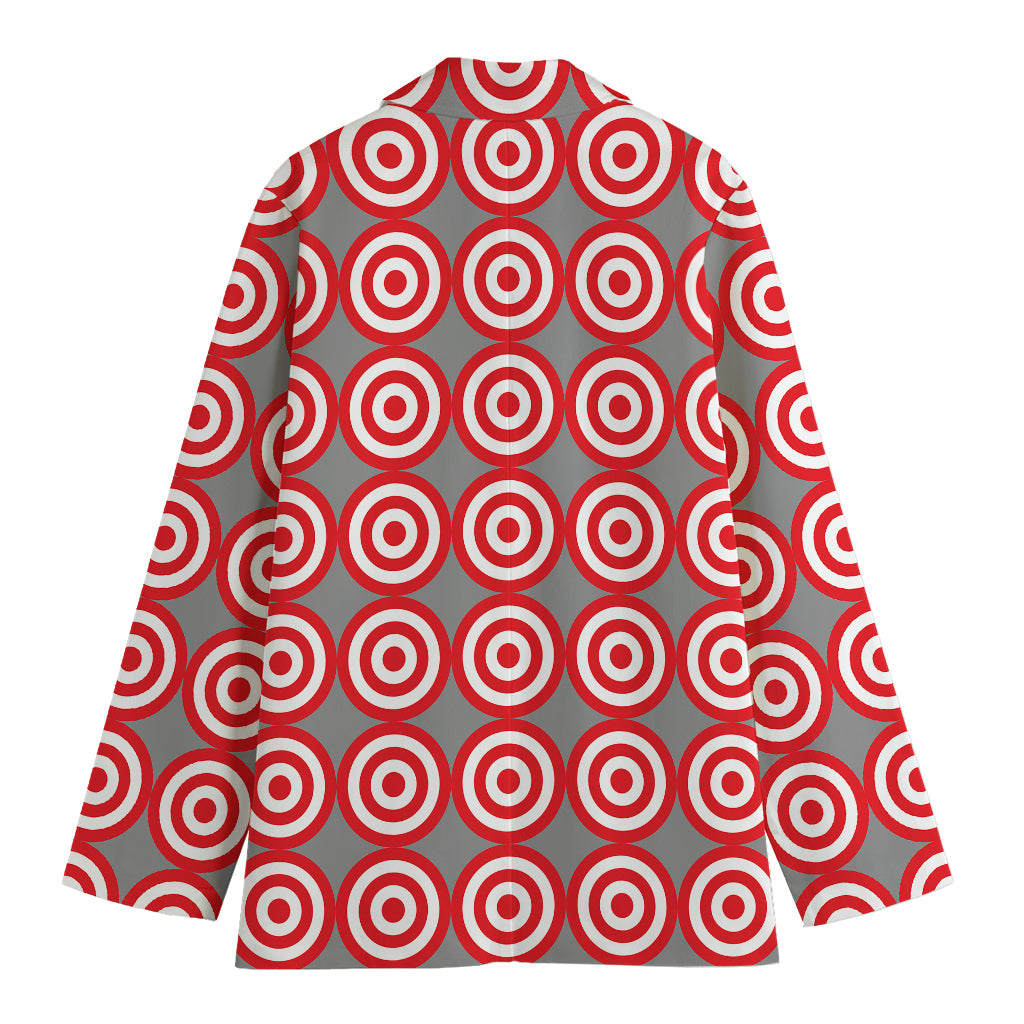 Red And White Bullseye Target Print Women's Cotton Blazer