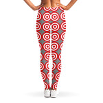 Red And White Bullseye Target Print Women's Leggings