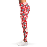Red And White Bullseye Target Print Women's Leggings