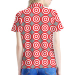 Red And White Bullseye Target Print Women's Polo Shirt