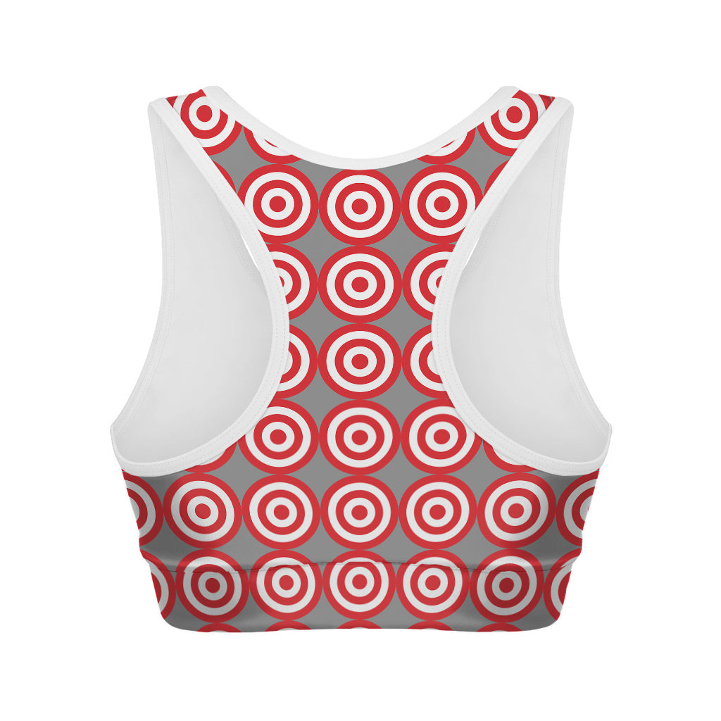Red And White Bullseye Target Print Women's Sports Bra