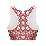 Red And White Bullseye Target Print Women's Sports Bra