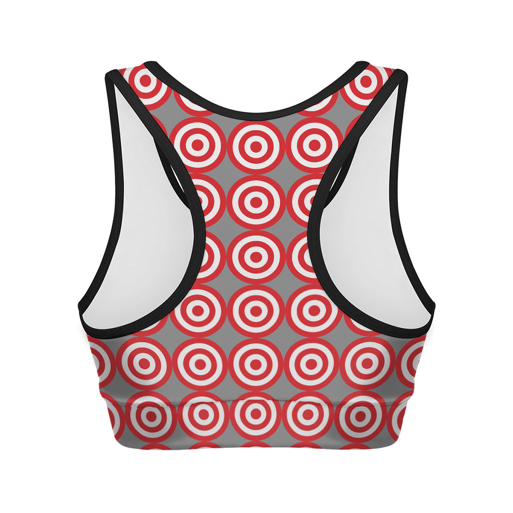 Red And White Bullseye Target Print Women's Sports Bra