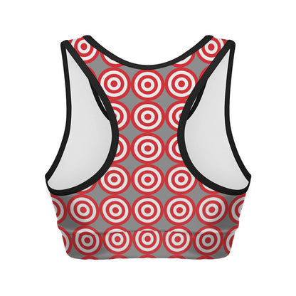 Red And White Bullseye Target Print Women's Sports Bra