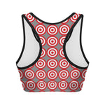 Red And White Bullseye Target Print Women's Sports Bra