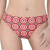 Red And White Bullseye Target Print Women's Thong