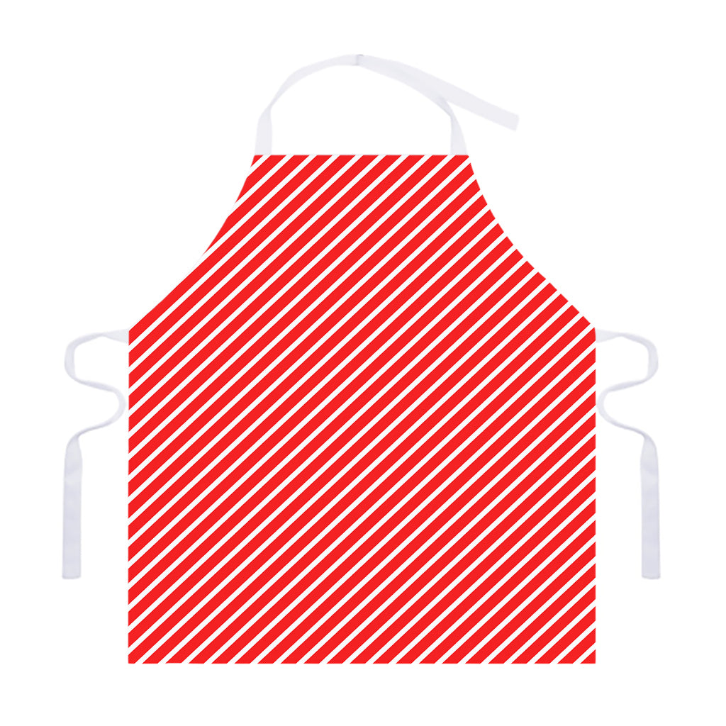 Red And White Candy Cane Pattern Print Adjustable Apron