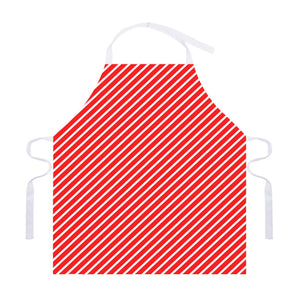 Red And White Candy Cane Pattern Print Adjustable Apron