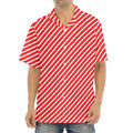 Red And White Candy Cane Pattern Print Aloha Shirt