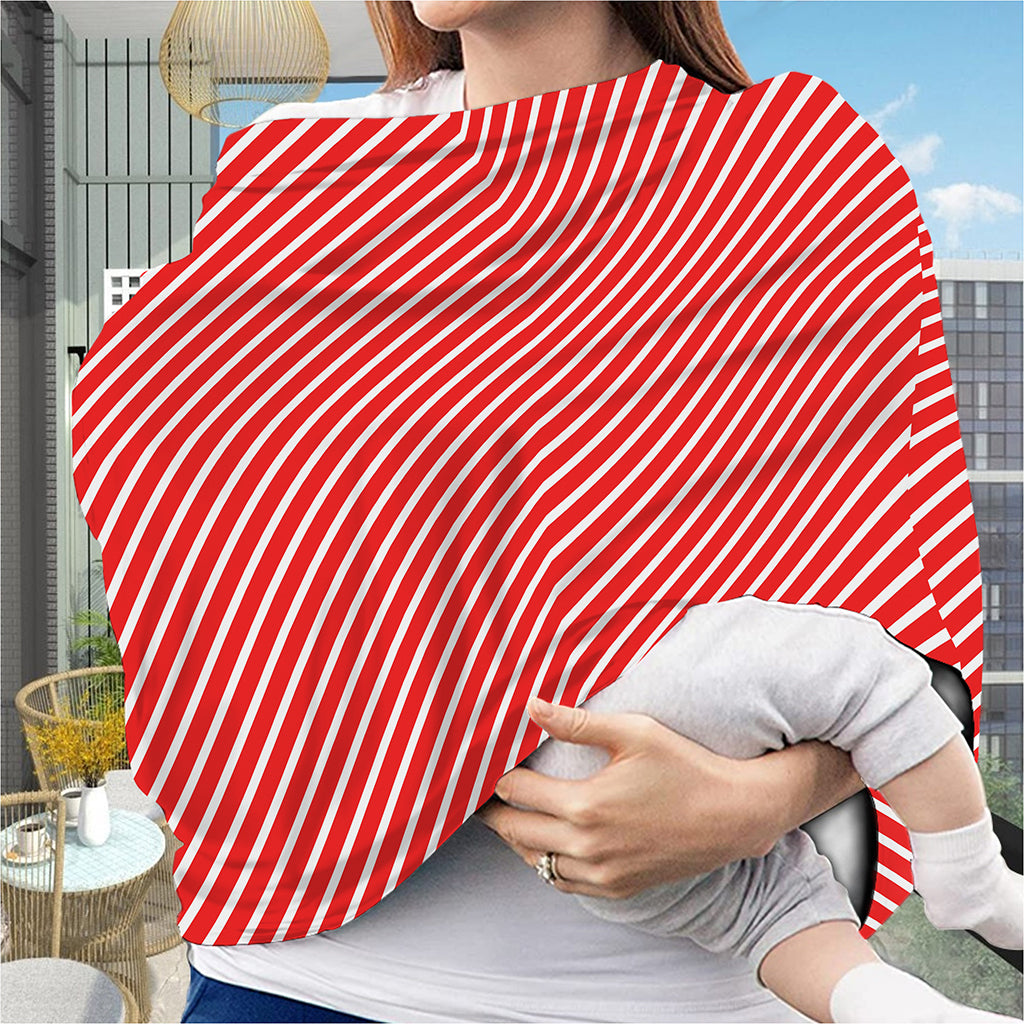 Red And White Candy Cane Pattern Print Baby Seat Cover