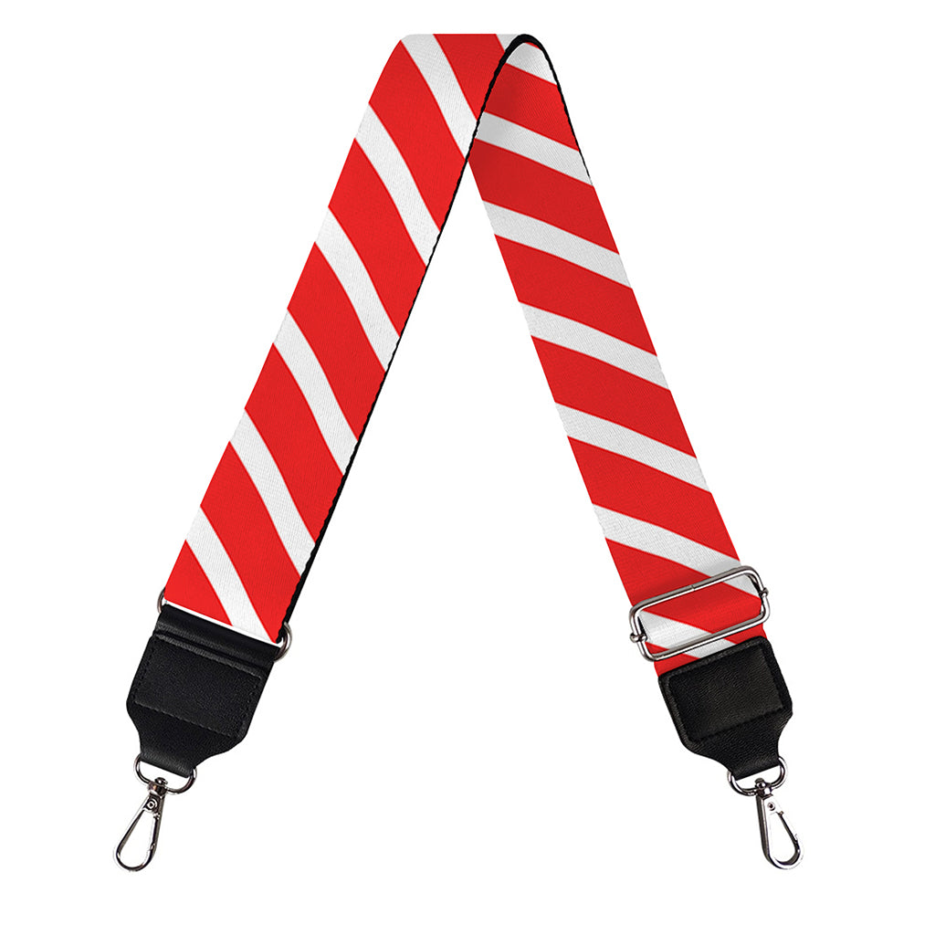 Red And White Candy Cane Pattern Print Bag Strap