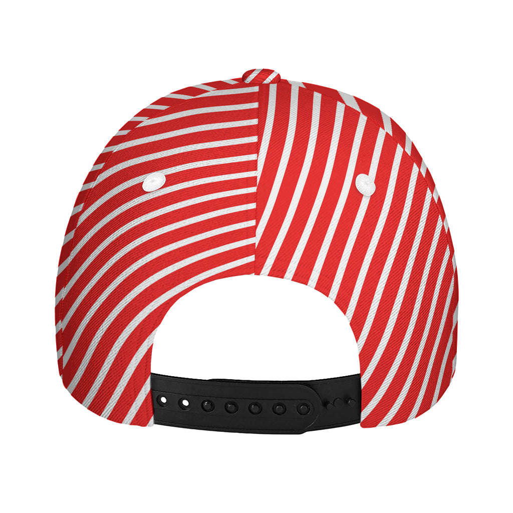 Red And White Candy Cane Pattern Print Baseball Cap