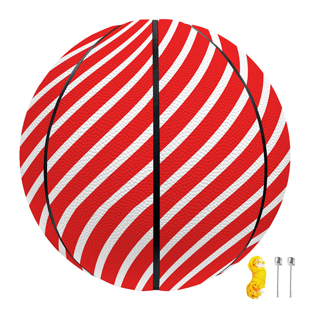 Red And White Candy Cane Pattern Print Basketball