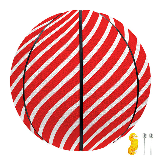 Red And White Candy Cane Pattern Print Basketball