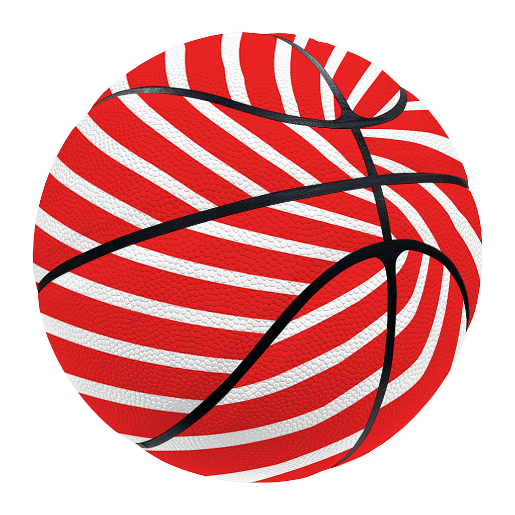 Red And White Candy Cane Pattern Print Basketball