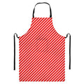 Red And White Candy Cane Pattern Print Bib Apron With Pocket