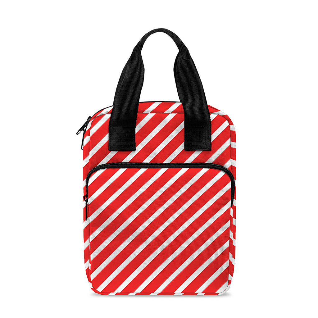 Red And White Candy Cane Pattern Print Bible Tote Bag