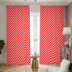 Red And White Candy Cane Pattern Print Blackout Pencil Pleat Curtains