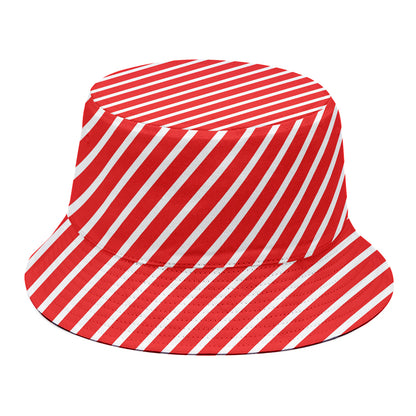 Red And White Candy Cane Pattern Print Bucket Hat