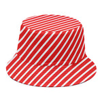 Red And White Candy Cane Pattern Print Bucket Hat