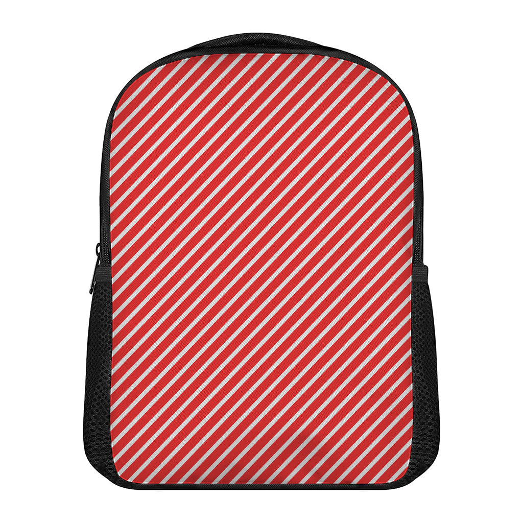 Red And White Candy Cane Pattern Print Casual Backpack