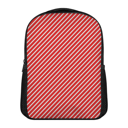 Red And White Candy Cane Pattern Print Casual Backpack