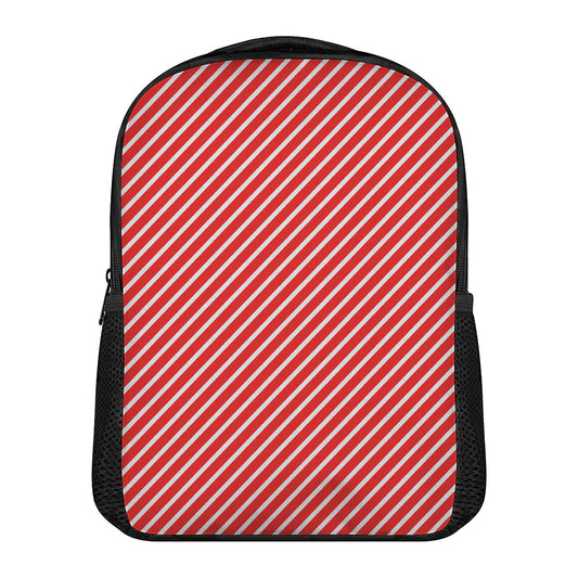 Red And White Candy Cane Pattern Print Casual Backpack
