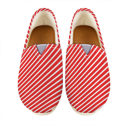 Red And White Candy Cane Pattern Print Casual Shoes