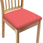 Red And White Candy Cane Pattern Print Chair Cushion Cover