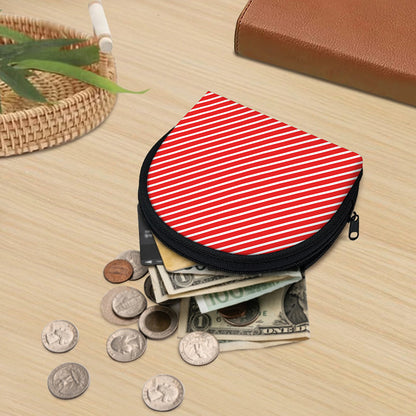 Red And White Candy Cane Pattern Print Coin Purse