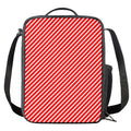 Red And White Candy Cane Pattern Print Crossbody Lunch Bag