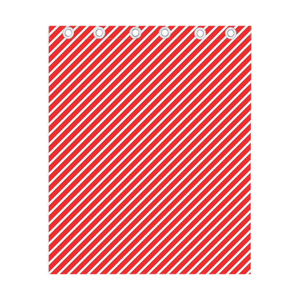 Red And White Candy Cane Pattern Print Curtain