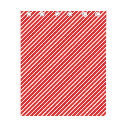 Red And White Candy Cane Pattern Print Curtain