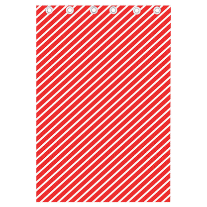 Red And White Candy Cane Pattern Print Curtain