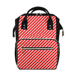 Red And White Candy Cane Pattern Print Diaper Bag