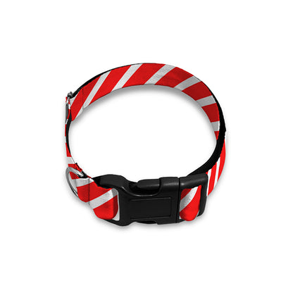 Red And White Candy Cane Pattern Print Dog Collar
