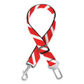 Red And White Candy Cane Pattern Print Dog Seat Belt