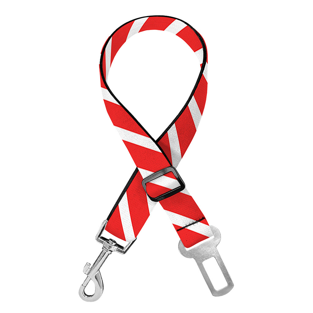 Red And White Candy Cane Pattern Print Dog Seat Belt