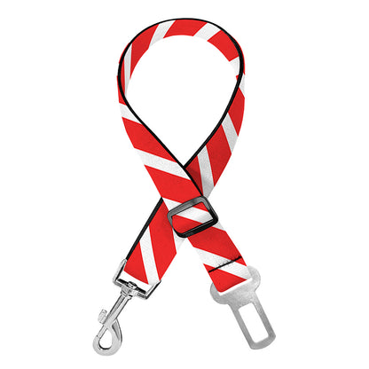 Red And White Candy Cane Pattern Print Dog Seat Belt
